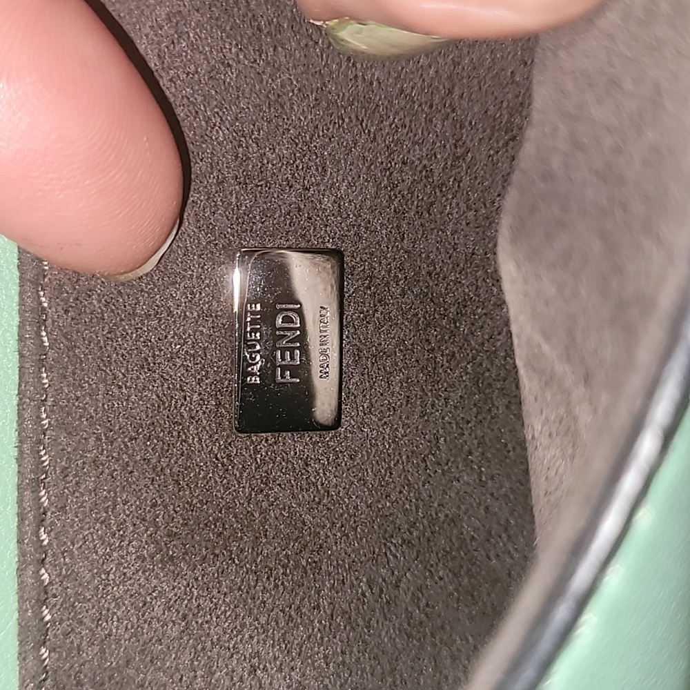 *SOLD FENDI Light green Leather and Fox Fur Micro Buggie Baguette Bag - Picture 6 of 9